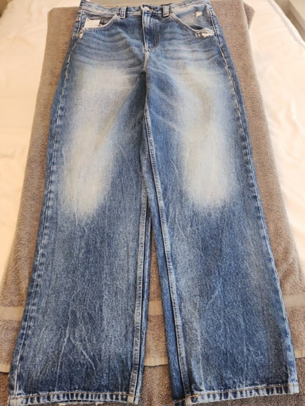Tommy Jeans "AIDEN" Baggy Men's Heavy Wash Faded Distressed Jeans 30x30